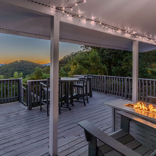 outdoor gas firepit with view